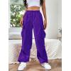 imageSHENHE Womens Baggy Loose Cargo Pants Drawstring Waist Joggers Long TrousersPurple