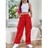 imageSHENHE Womens Baggy Loose Cargo Pants Drawstring Waist Joggers Long TrousersRed