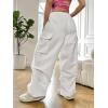 imageSHENHE Womens Baggy Loose Cargo Pants Drawstring Waist Joggers Long TrousersWhite