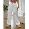 imageSHENHE Womens Baggy Loose Cargo Pants Drawstring Waist Joggers Long TrousersWhite