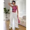 imageSHENHE Womens Baggy Loose Cargo Pants Drawstring Waist Joggers Long TrousersWhite