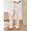 imageSHENHE Womens Cable Knit Sweater Pants High Waisted Casual Lounge Pants Fall Knit PantsKhaki