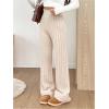 imageSHENHE Womens Cable Knit Sweater Pants High Waisted Casual Lounge Pants Fall Knit PantsKhaki