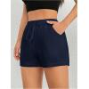 imageSHENHE Womens Drawstring Baggy Shorts Elastic Waist Wide Leg Summer Casual Shorts with PocketsDeep Blue