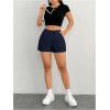 imageSHENHE Womens Drawstring Baggy Shorts Elastic Waist Wide Leg Summer Casual Shorts with PocketsDeep Blue