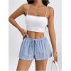 imageSHENHE Womens Drawstring Baggy Shorts Elastic Waist Wide Leg Summer Casual Shorts with PocketsStriped Blue White