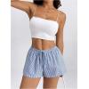 imageSHENHE Womens Drawstring Baggy Shorts Elastic Waist Wide Leg Summer Casual Shorts with PocketsStriped Blue White
