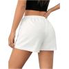 imageSHENHE Womens Drawstring Baggy Shorts Elastic Waist Wide Leg Summer Casual Shorts with PocketsWhite