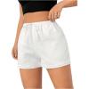 imageSHENHE Womens Drawstring Baggy Shorts Elastic Waist Wide Leg Summer Casual Shorts with PocketsWhite