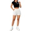 imageSHENHE Womens Drawstring Baggy Shorts Elastic Waist Wide Leg Summer Casual Shorts with PocketsWhite