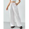imageSHENHE Womens Drawstring Waist Wide Leg Casual Loose Pants Textured Pants with PocketsWhite