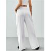 imageSHENHE Womens Drawstring Waist Wide Leg Casual Loose Pants Textured Pants with PocketsWhite