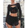 imageSHENHE Womens Glitter Rhinestone Mesh Skirt Low Rise Party Club Sexy Ruffle Mini Skirt