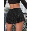imageSHENHE Womens Glitter Rhinestone Mesh Skirt Low Rise Party Club Sexy Ruffle Mini Skirt