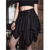 imageSHENHE Womens Goth Mini Skirt High Waist Asymmetrical Flowy Swing Grunge Punk Fairy SkirtBlack