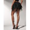 imageSHENHE Womens Layered Mesh Mini Tulle Skirt Y2k Low Rise Asymmetrical Party Tutu SkirtBlack