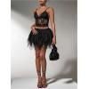 imageSHENHE Womens Layered Mesh Mini Tulle Skirt Y2k Low Rise Asymmetrical Party Tutu SkirtBlack