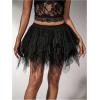 imageSHENHE Womens Layered Mesh Mini Tulle Skirt Y2k Low Rise Asymmetrical Party Tutu SkirtBlack