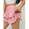 imageSHENHE Womens Low Rise Eyelet Embroidery Layered Ruffle Mini Skirt Y2k Cute Tiered SkirtPink