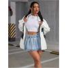 imageSHENHE Womens Low Rise Pleated Denim Mini Skirt Belted Y2k Summer Jean Mini SkirtLight Wash