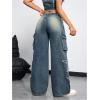 imageSHENHE Womens Low Waisted Wide Leg Cargo Jeans Star Denim Pants Loose Y2k Baggy Jeans StreetwearBlue