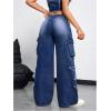 imageSHENHE Womens Low Waisted Wide Leg Cargo Jeans Star Denim Pants Loose Y2k Baggy Jeans StreetwearDark Wash