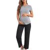 imageSHENHE Womens Maternity Jeans Over Belly High Waist Raw Hem Comfy Stretch Jean Denim PantsBlack