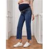 imageSHENHE Womens Maternity Jeans Over Belly High Waist Raw Hem Comfy Stretch Jean Denim PantsDark Wash
