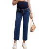 imageSHENHE Womens Maternity Jeans Over Belly High Waist Raw Hem Comfy Stretch Jean Denim PantsDark Wash