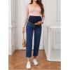 imageSHENHE Womens Maternity Jeans Over Belly High Waist Raw Hem Comfy Stretch Jean Denim PantsDark Wash