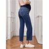 imageSHENHE Womens Maternity Jeans Over Belly High Waist Raw Hem Comfy Stretch Jean Denim PantsDark Wash