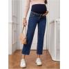 imageSHENHE Womens Maternity Jeans Over Belly High Waist Raw Hem Comfy Stretch Jean Denim PantsDark Wash