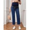 imageSHENHE Womens Maternity Jeans Over Belly High Waist Raw Hem Comfy Stretch Jean Denim PantsDark Wash
