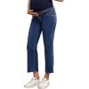 imageSHENHE Womens Maternity Jeans Over Belly High Waist Raw Hem Comfy Stretch Jean Denim PantsDark Wash