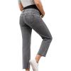 imageSHENHE Womens Maternity Jeans Over Belly High Waist Raw Hem Comfy Stretch Jean Denim PantsGrey