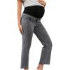 imageSHENHE Womens Maternity Jeans Over Belly High Waist Raw Hem Comfy Stretch Jean Denim PantsGrey