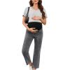 imageSHENHE Womens Maternity Jeans Over Belly High Waist Raw Hem Comfy Stretch Jean Denim PantsGrey