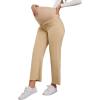 imageSHENHE Womens Maternity Jeans Over Belly High Waist Raw Hem Comfy Stretch Jean Denim PantsKhaki