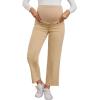 imageSHENHE Womens Maternity Jeans Over Belly High Waist Raw Hem Comfy Stretch Jean Denim PantsKhaki