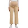 imageSHENHE Womens Maternity Jeans Over Belly High Waist Raw Hem Comfy Stretch Jean Denim PantsKhaki