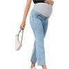 imageSHENHE Womens Maternity Jeans Over Belly High Waist Raw Hem Comfy Stretch Jean Denim PantsLight Wash