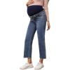 imageSHENHE Womens Maternity Jeans Over Belly High Waist Raw Hem Comfy Stretch Jean Denim PantsMedium Blue