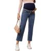 imageSHENHE Womens Maternity Jeans Over Belly High Waist Raw Hem Comfy Stretch Jean Denim PantsMedium Blue