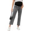 imageSHENHE Womens Maternity Jeans Over Belly High Waist Raw Hem Comfy Stretch Jean Denim PantsMedium Grey