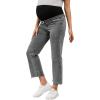 imageSHENHE Womens Maternity Jeans Over Belly High Waist Raw Hem Comfy Stretch Jean Denim PantsMedium Grey