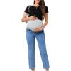 imageSHENHE Womens Maternity Jeans Over Belly High Waist Raw Hem Comfy Stretch Jean Denim PantsMedium Wash