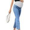 imageSHENHE Womens Maternity Jeans Over Belly High Waist Raw Hem Comfy Stretch Jean Denim PantsMedium Wash