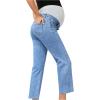 imageSHENHE Womens Maternity Jeans Over Belly High Waist Raw Hem Comfy Stretch Jean Denim PantsMedium Wash