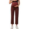 imageSHENHE Womens Maternity Jeans Over Belly High Waist Raw Hem Comfy Stretch Jean Denim PantsRust Brown