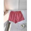 imageSHENHE Womens Plaid Shorts Drawstring Waist Loose Summer Shorts Gingham Lounge ShortsRed and White